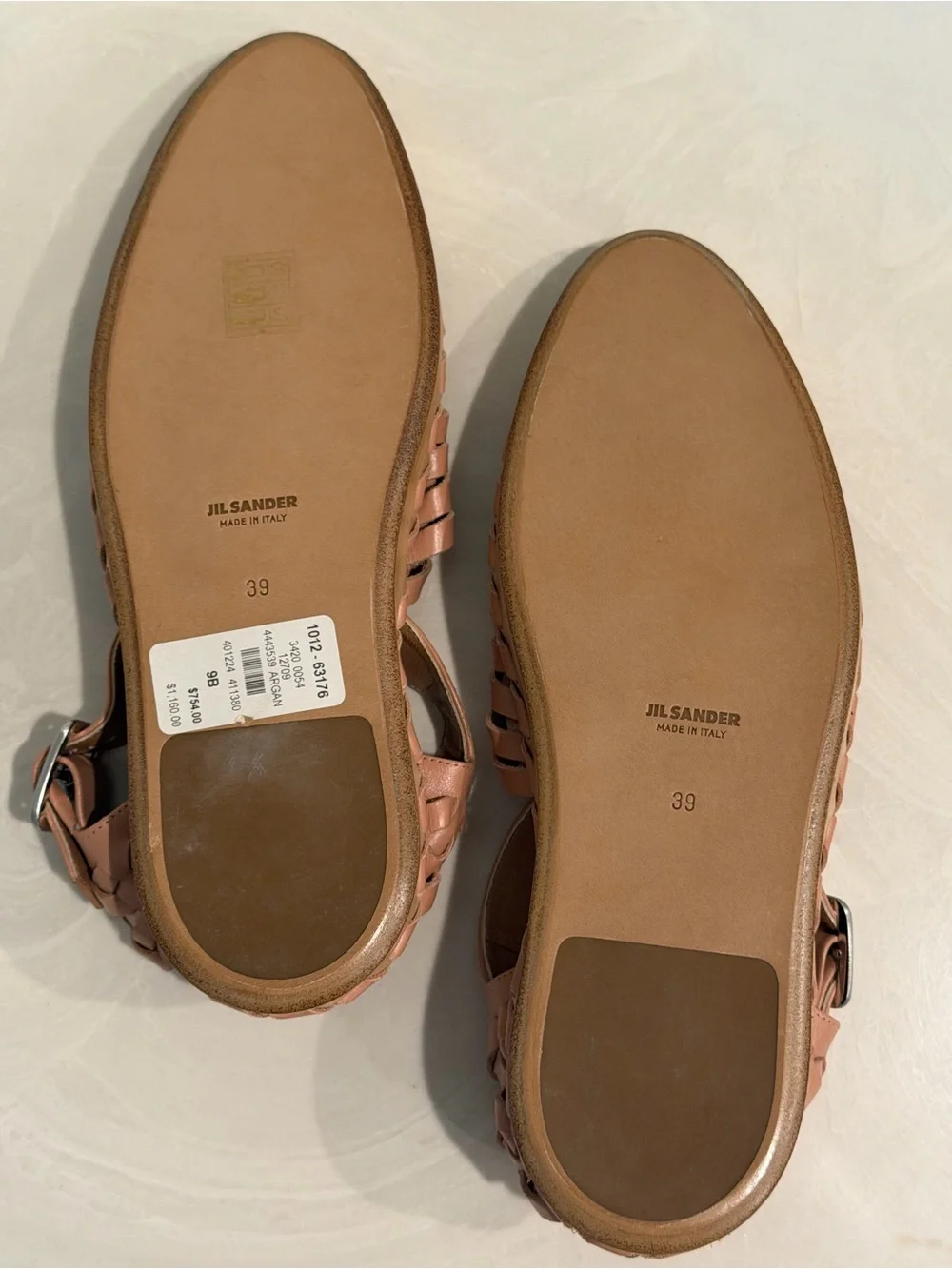 Jil Sander Woven Leather Espadrilles — Dusky Pink